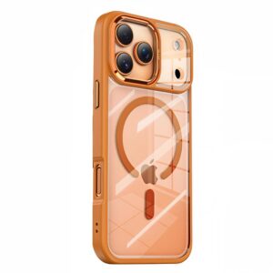 TechTrendz Polycarbonate Matte Back Cover for iPhone 17 Pro Compatible with MagSafe, Camera Bump Protection Shockproof Military-Grade Protection TPU Magnetic Back Case (Orange)