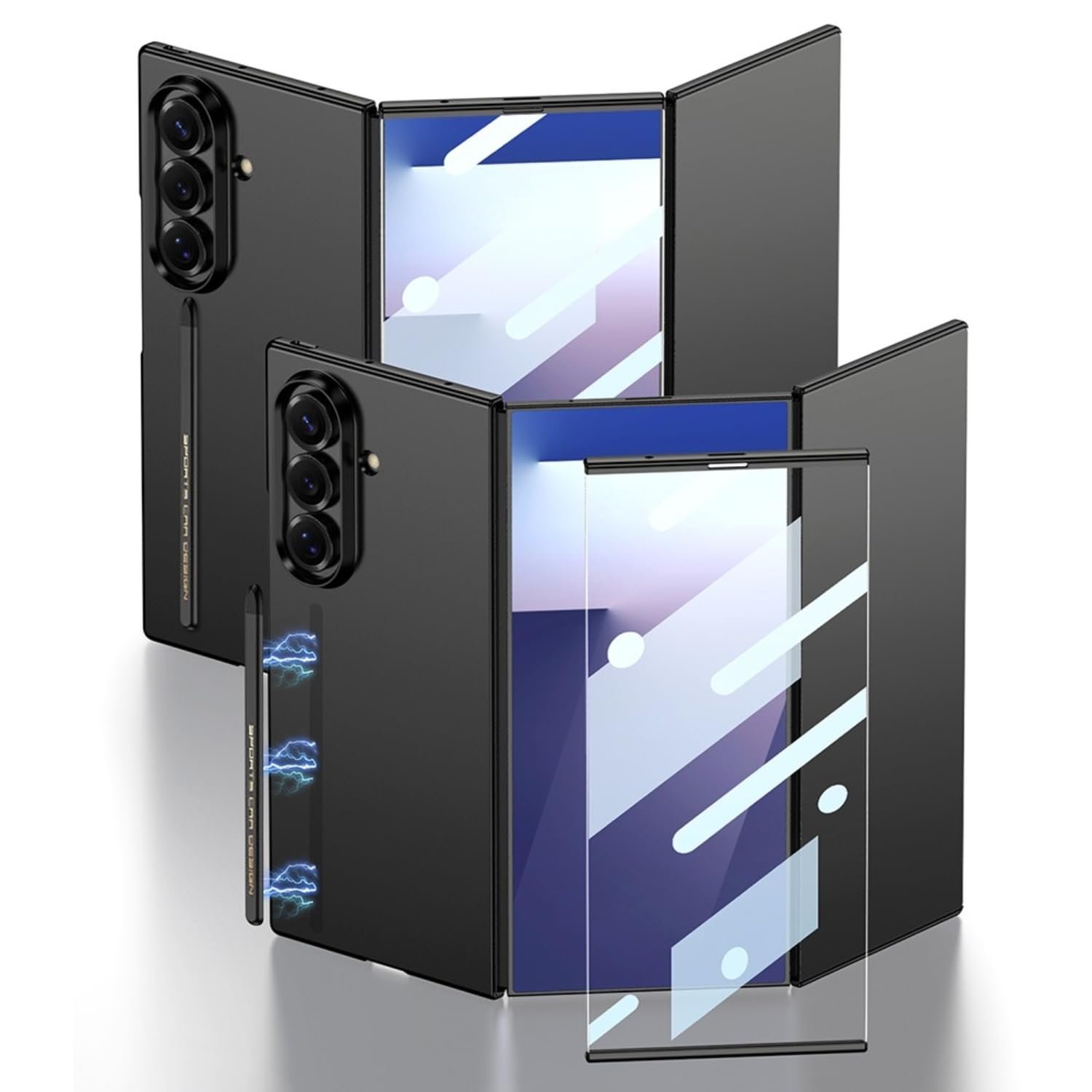 TechTrendz New Ultra-Thin Mobile Phone Case for Samsung Galaxy Z Trifold Cover with Magnetic Pen (Black)