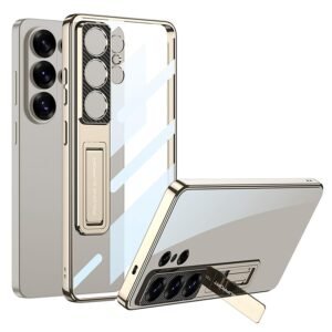 TechTrendz for Galaxy S26 Ultra Back Cover with Stand, Electroplating Phone Case Clear Hard PC Kickstand Shockproof Cover for Galaxy S26 Ultra Camera Protection Cover (Silver) (Copy)